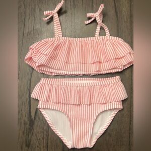 Ruffle Butts Pink and White Striped Ruffle Bikini